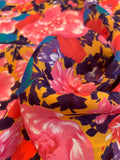 Floral Printed Silk Georgette - Pink / Red / Purple / Tangerine