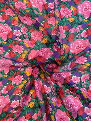 SALE Floral Printed Chiffon Fabric 7911 Tangerine, by the yard