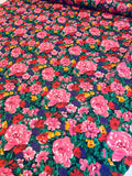 Floral Printed Silk Chiffon - Pink / Green / Purple / Tangerine / Red