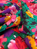 Floral Printed Silk Georgette - Pink / Green / Purple / Tangerine / Red