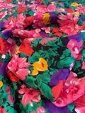 Floral Printed Silk Jacquard - Pink / Green / Purple / Tangerine / Red