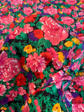 Floral Printed Silk Jacquard - Pink / Green / Purple / Tangerine / Red
