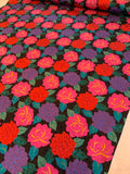 Floral Printed Silk Jacquard - Pink / Purple / Red / Teal / Black