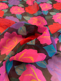 Floral Printed Silk Chiffon - Pink / Purple / Red / Teal / Black