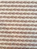 Horizontal Floral Striped Printed Silk Habotai - Off-White / Brown