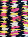 Painterly Graphic Printed Silk Crepe de Chine - Pink / Yellow / Black / Ivory