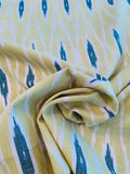 Ikat Yarn-Dyed Washed Cotton Oxford - Chartreuse Green / Teal / Ivory