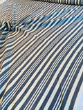 Vertical Striped Cotton Denim - Indigo Blue / Ivory