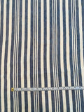 Vertical Striped Cotton Denim - Indigo Blue / Ivory