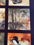 Japanese Inspired Printed Cotton Sheeting - Brown / Rust / Tan / Green