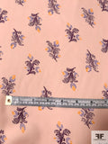 Floral Printed Silk Georgette - Peach / Purple / Orange
