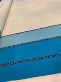 Italian Border Pattern Printed Silk Charmeuse Panel - Light Sea Foam / Turquoise / Blue
