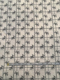 Floral Grid Printed Silk Crepe de Chine - Ivory / Black