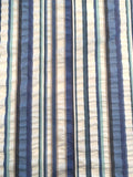 Vertical Striped Plissé Oxford Cotton - Blue / White / Tan / Grey