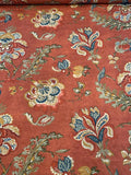 Home Decorative Floral Printed Fine Cotton Twill - Brick / Multicolor