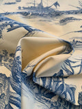 Toile Printed Cotton Sheeting - Blue / Cream