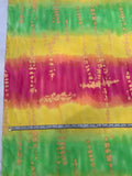 Italian Tie-Dye Printed Brushed Stretch Cotton Twill - Yellow / Green / Hot Pink