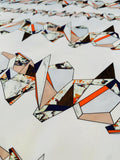 Artsy Origami Printed Cotton Sateen - White / Multicolor