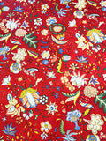 Holiday Floral Printed Cotton Sateen - Red / Multicolor