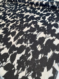 Leaf and Moiré Printed Cotton Voile - Black / White / Beige