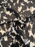 Leaf and Moiré Printed Cotton Voile - Black / White / Beige