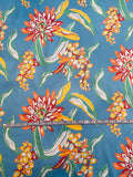 Cotton Fabric By Yard CLEARANCE Teal Blue Tan Orange White Butterfly Floral  #PC