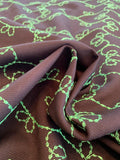 Intricate Embroidered Cotton Faille - Black / Green