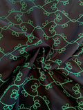 Intricate Embroidered Cotton Faille - Black / Green