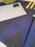Oversize Geometric Printed Cotton Sateen - Navy / Blue / Grey / Yellow