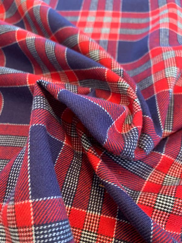 Plaid Cotton Voile - Navy/White/Red