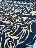 Italian Abstract Tiles Printed Silk Poly Mikado-Black / Light Khaki