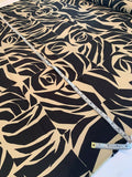 Italian Abstract Tiles Printed Silk Poly Mikado-Black / Light Khaki