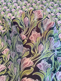 Field of Flowers Printed Silk Chiffon - Purple / Green / Black / White