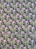 Field of Flowers Printed Silk Chiffon - Purple / Green / Black / White