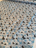 Butterflies Printed Silk Chiffon - Blue / Navy / White