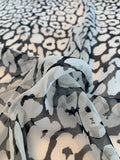 Animal-Like Pattern Printed Silk Chiffon - Black / White