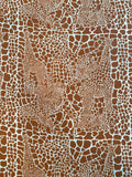 Hidden Giraffes Printed Silk Habotai - Caramel Brown / White