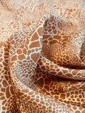 Hidden Giraffes Printed Silk Habotai - Caramel Brown / White