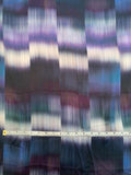 Hazy Printed Satin Silk Chiffon - Purple / Navy Blue / Off-White