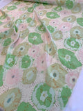 Watercolor Floral Splotches Printed Silk Crepe de Chine - Pale Pink / Pale Green / Tan