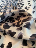 Painterly Spotted Animal-Like Printed Fine Silk Twill - Black / Grey / Tan / White