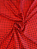 Gingham Check Printed Fine Silk Twill - Red / Black