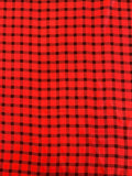 Gingham Check Printed Fine Silk Twill - Red / Black
