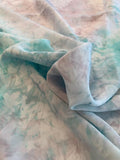 Abstract Tie-Dye Printed Silk Crepe de Chine - Turquoise / White / Grey