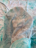 Abstract Tie-Dye Printed Silk Crepe de Chine - Turquoise / White / Grey