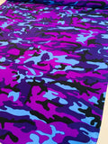 Camouflage Printed Silk Crepe de Chine - Purple / Violet / Periwinkle