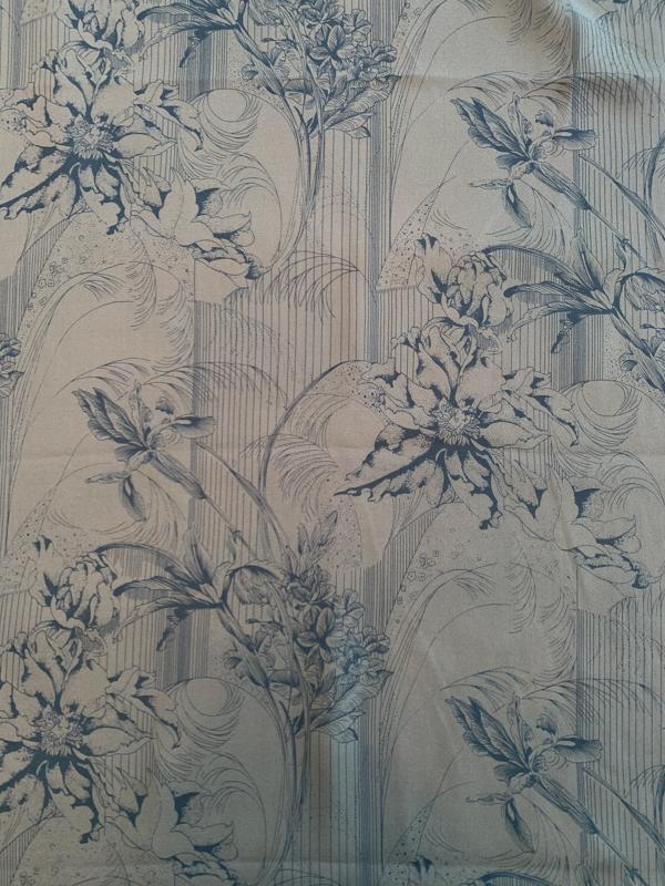 Floral Pavilion Printed Silk Georgette - Shadow Grey / Navy