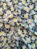 Romantic Floral Printed Silk Twill - Yellow / Grey / Green