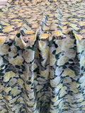 Romantic Floral Printed Silk Twill - Yellow / Grey / Green