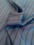 Vertical Striped Printed Fine Silk Twill - Space Navy / Black
